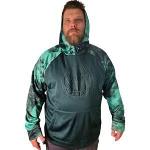 AND1 Men's Green 3D Logo Tie-Dye Hoodie Size 2XL Streetwear Iridescent Sporty